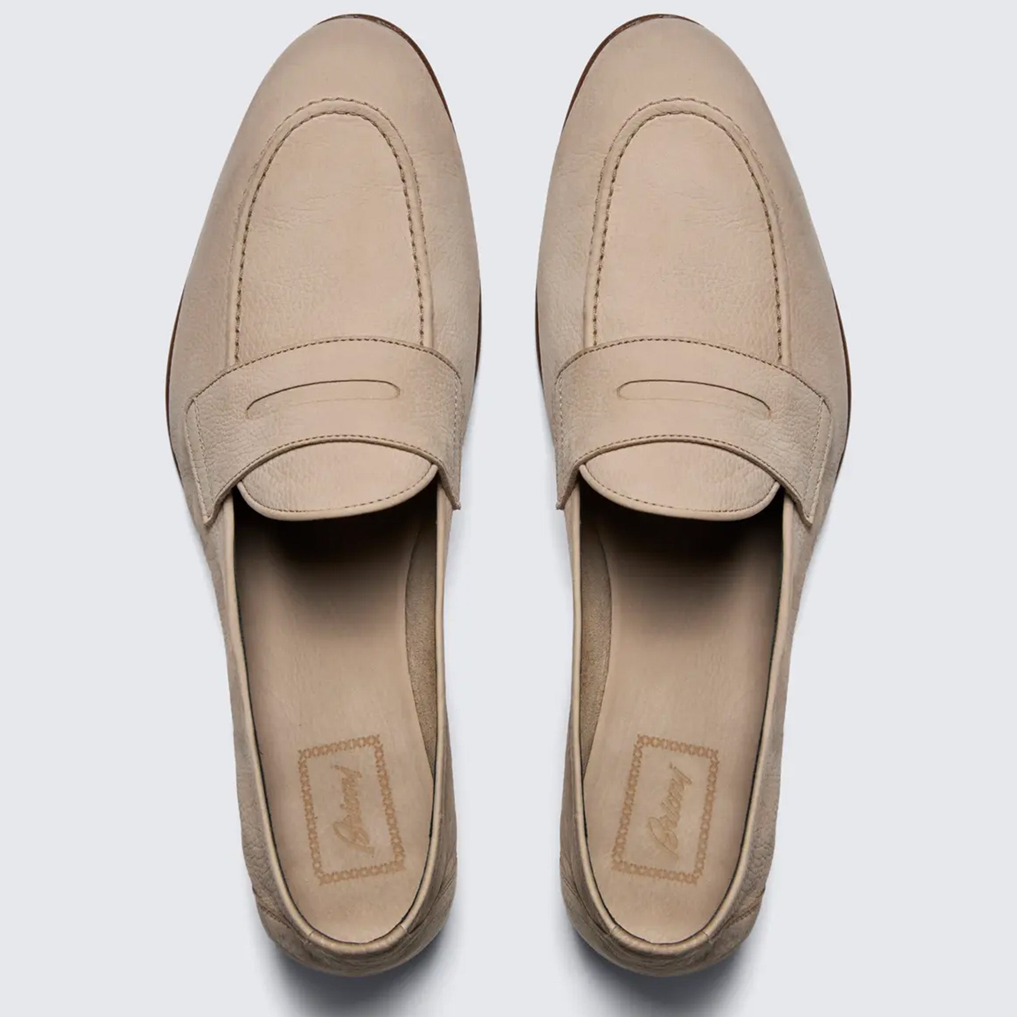 brioni Beige nubuck Appia penny loafers in pakistan