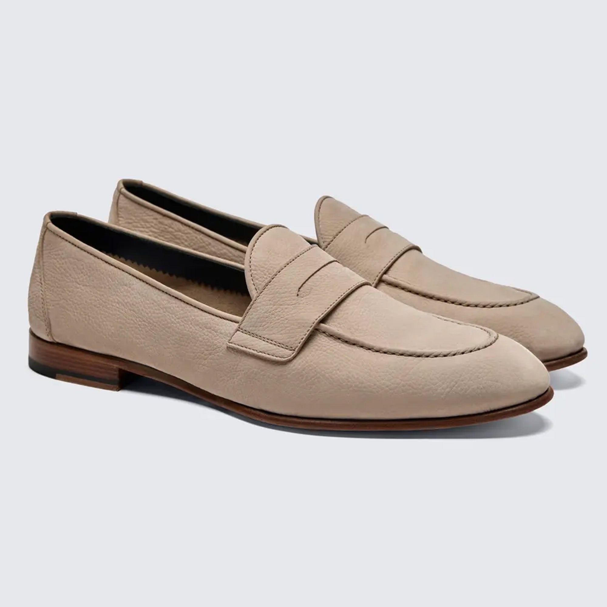brioni Beige nubuck Appia penny loafers in pakistan